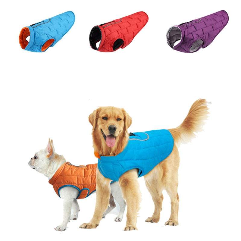 Dog Apparel Reversible Waterproof Jacket Soft Autumn Winter Pet Clothes Warm Vest