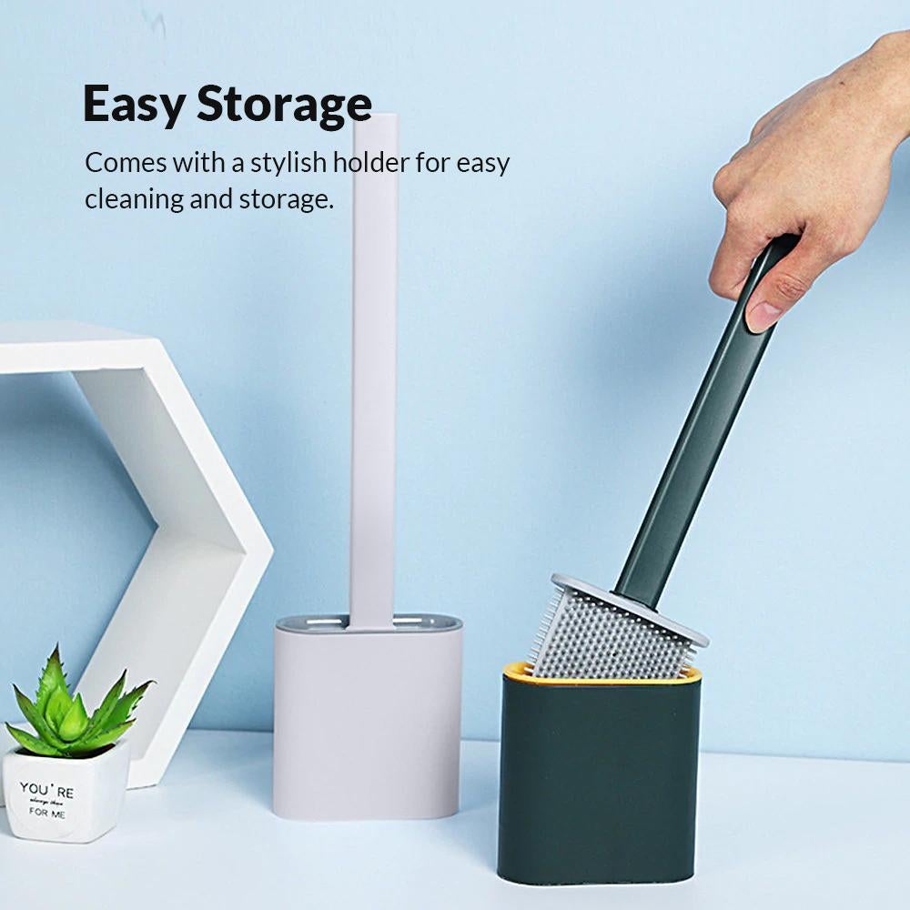 Quick Drying Silicone Toilet Brush With Holder