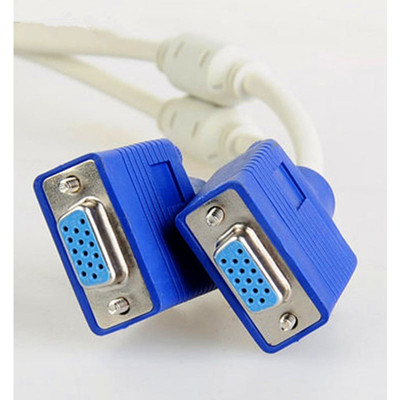 Rgb Vga Svga Male To 2 Two Hdb15 Female Splitter Adapter Extension Cable With Core Adaptor Connector Converter