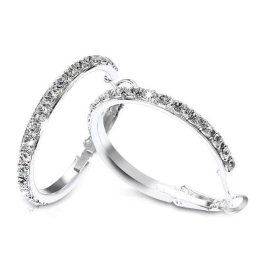 Veile Studios U Shape Rhinestone Earrings For Women Statement Round Circle Hoop