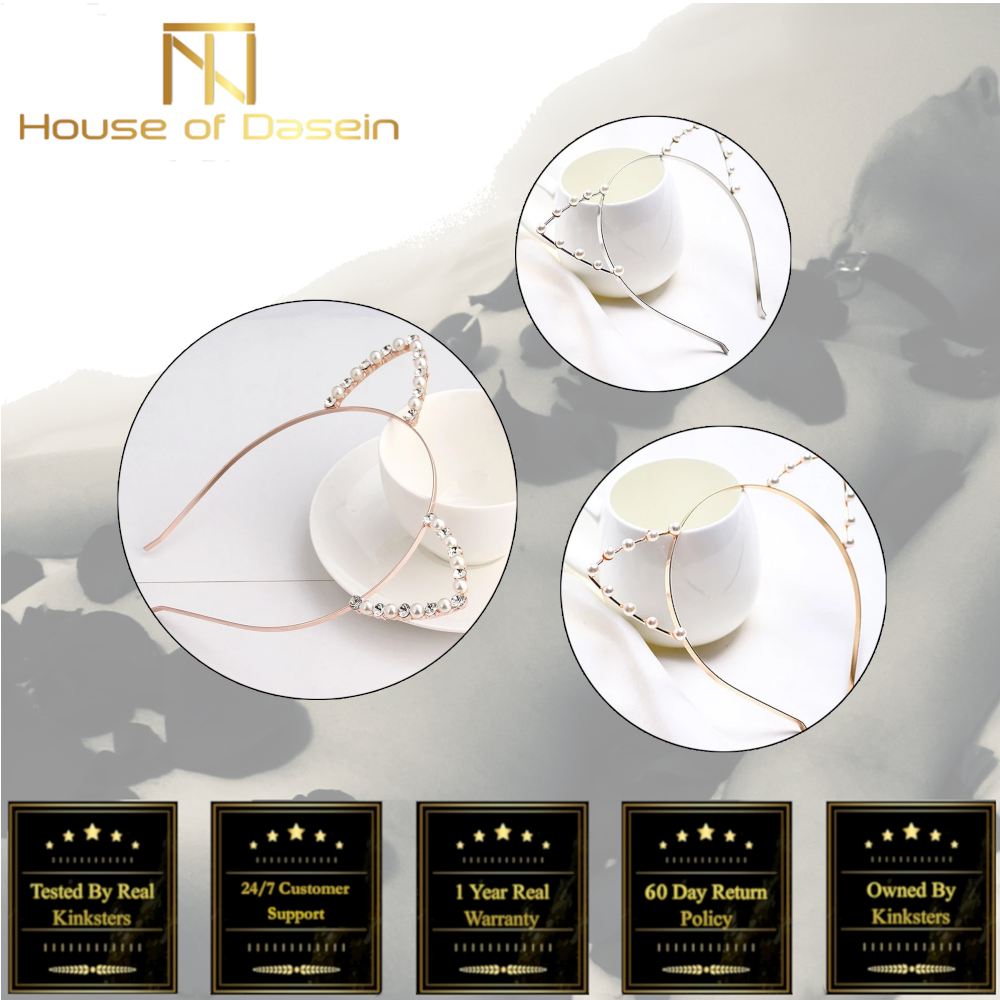 Rhinestone Cat Ear Headband Kitten Pet Play Bdsm Accessories
