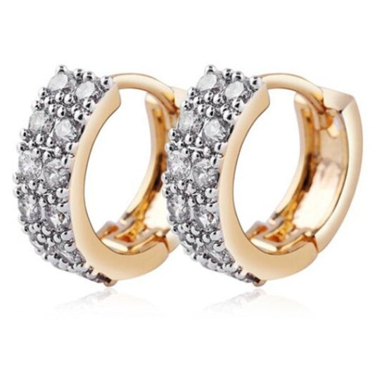 Rhinestoned Round Hollow Out Earrings Golden