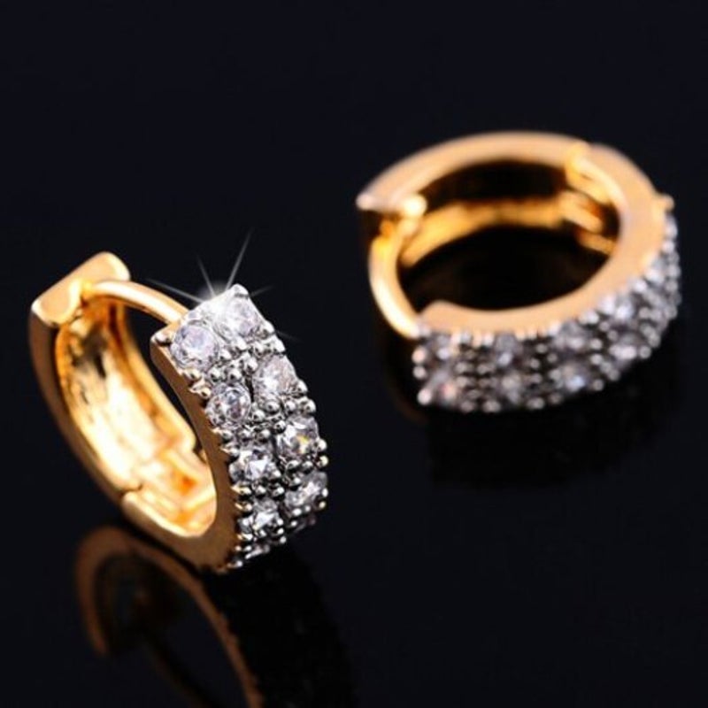 Rhinestoned Round Hollow Out Earrings Golden
