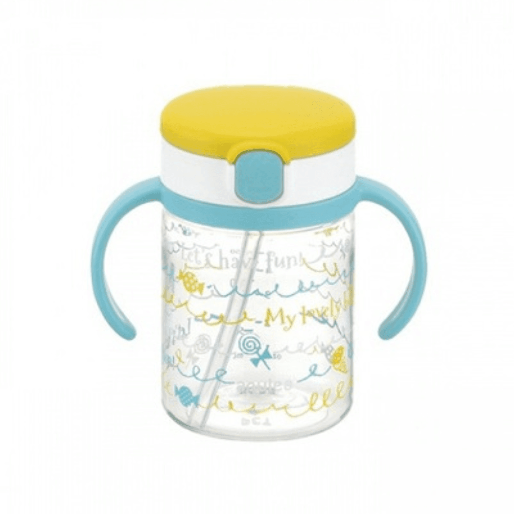 Richell Little One Straw Training Cup 200Ml With Removable Handles Yellow