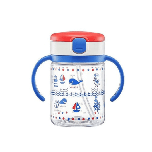 Richell Aqulea Clear Straw Bottle Mug 200Ml Blue Ocean