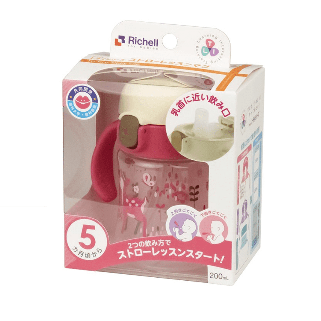 Richell Pink Deer Little One Sippy Cup With Soft Spout 200Ml Bpa Free