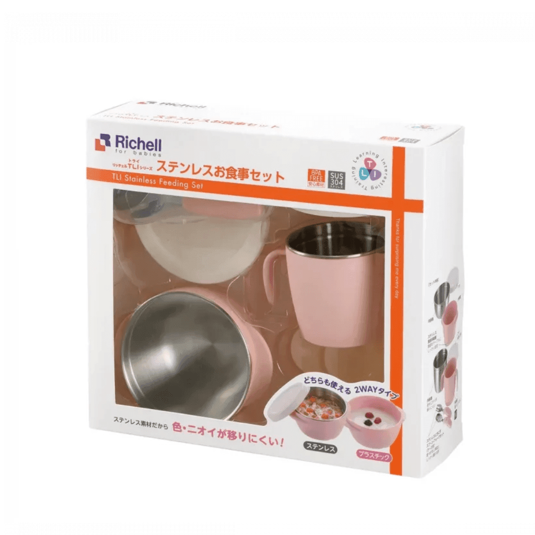 Richell Tli Stainless Steel Feeding Set White