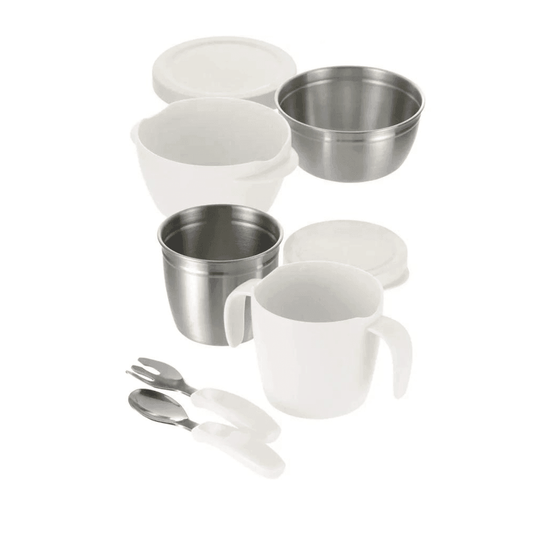 Richell Tli Stainless Steel Feeding Set White