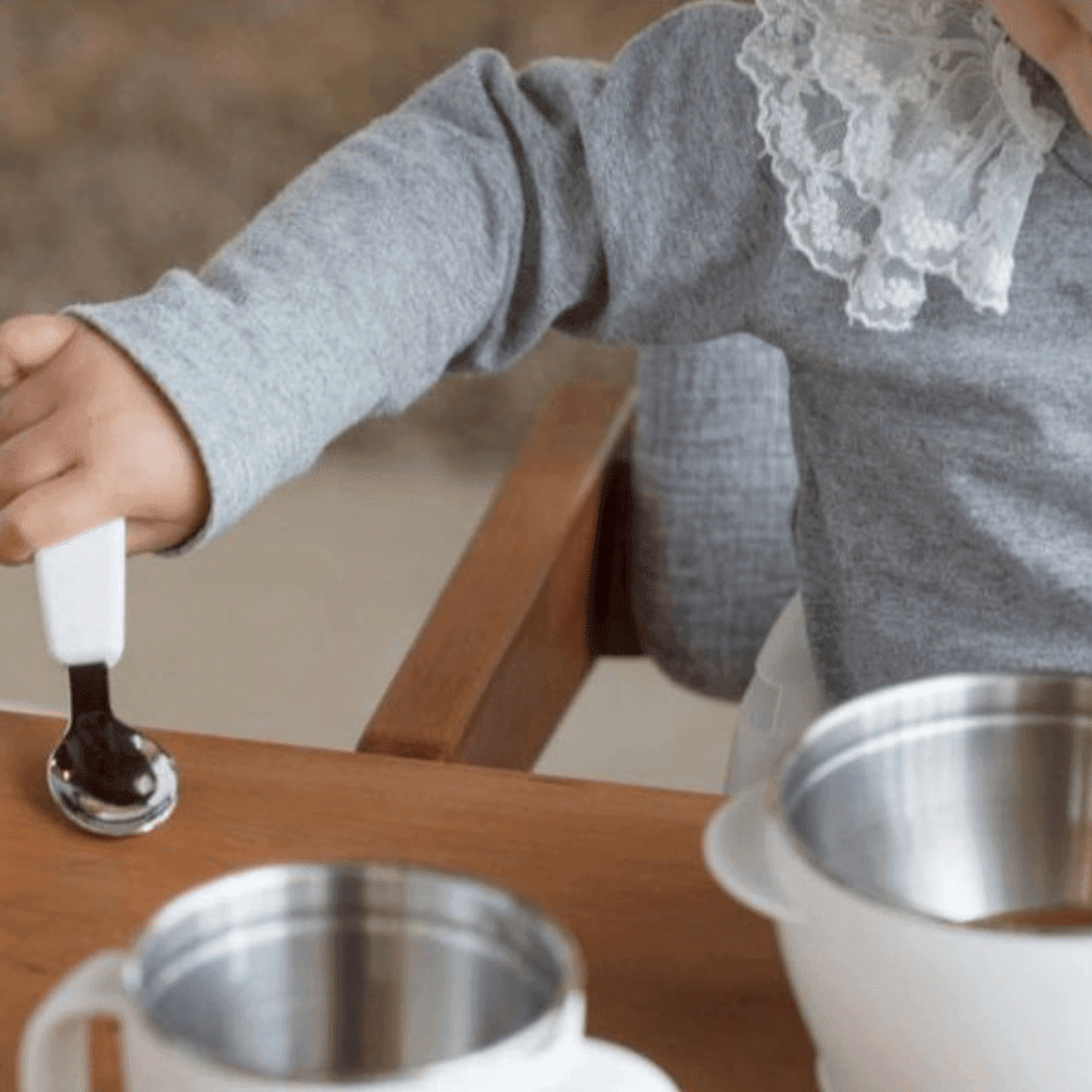 Richell Tli Stainless Steel Feeding Set White
