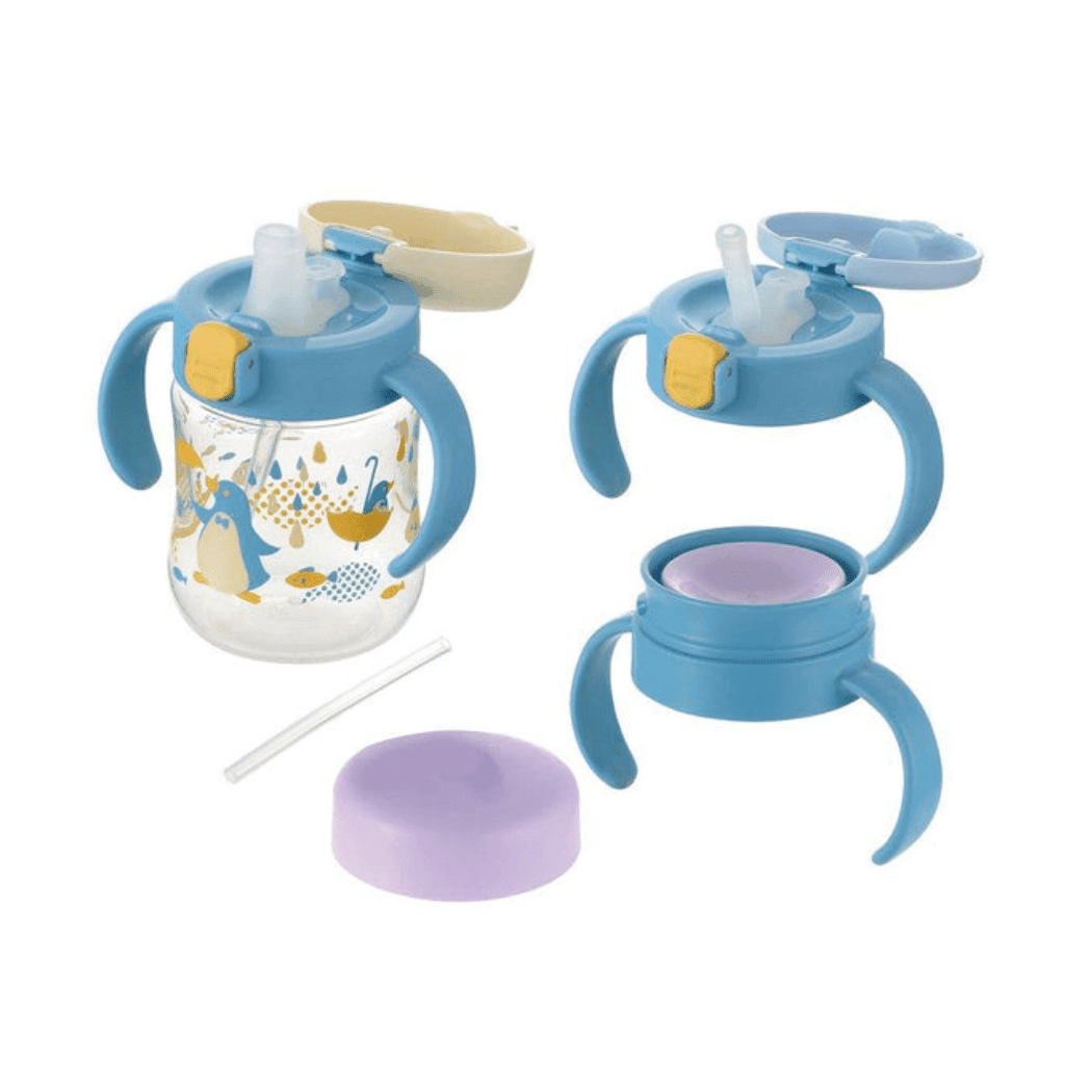 Richell Tli Straw Mug Set Blue Yellow Bear S3