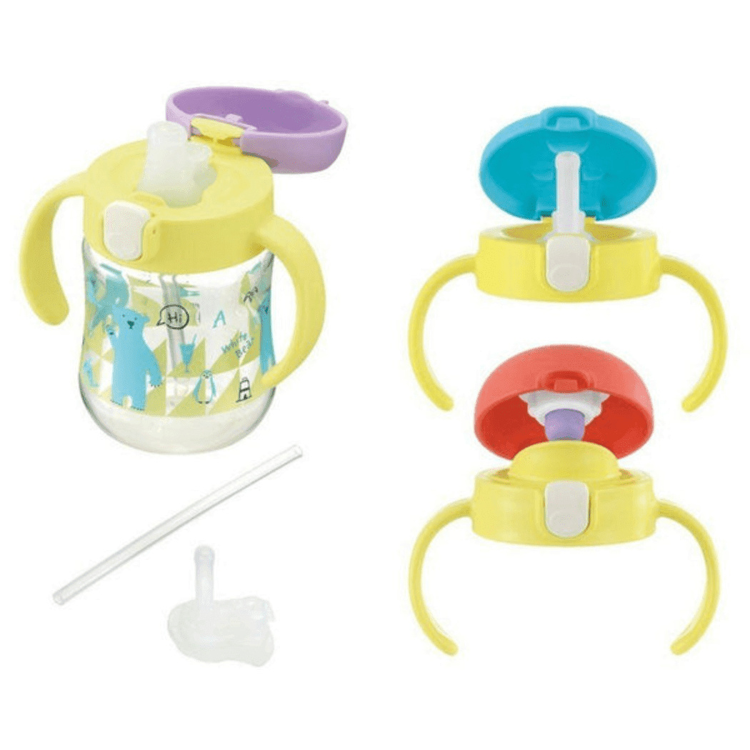 Richell Tli Straw Mug Set Blue Yellow Bear S3