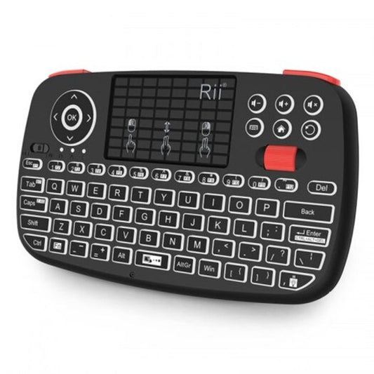 Rii I4 Mini Bluetooth Keyboard 2.4Ghz Dual Modes Handheld Fingerboard Backlit Usblack