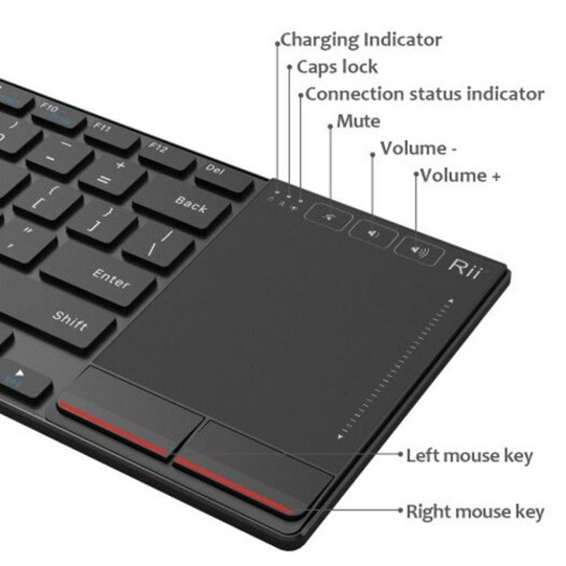 Rii K22 2.4G Mini Multimedia Wireless Keyboard Black De