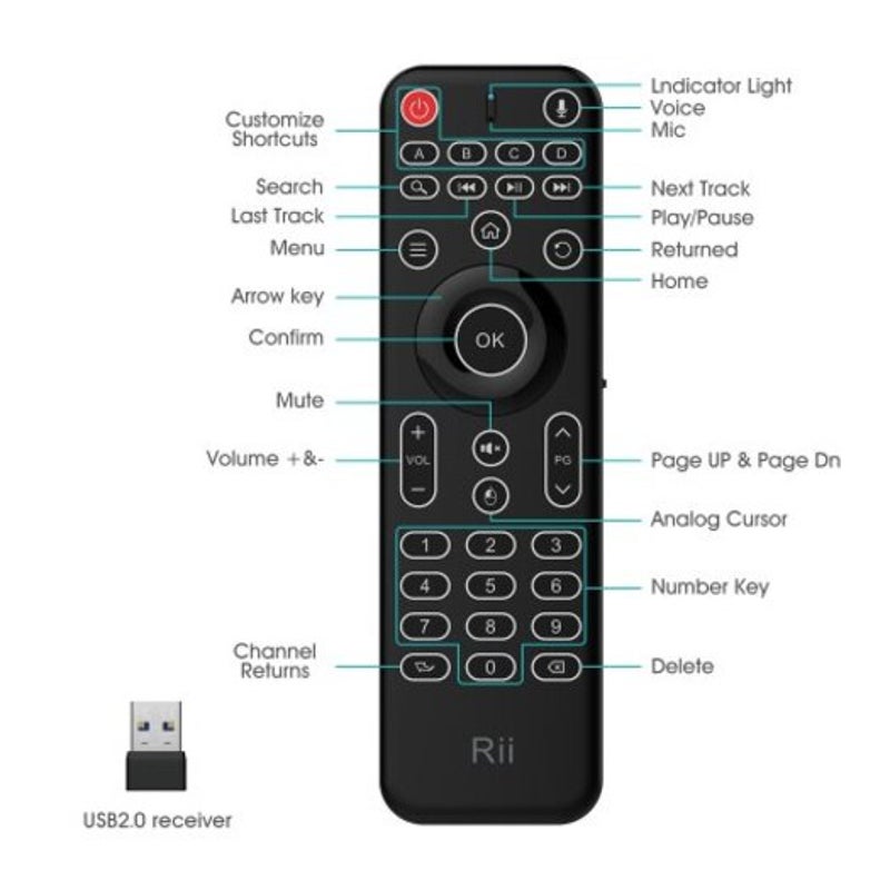 Rii Mx9 Double Sided Mutimedia Wireless Keyboard Black