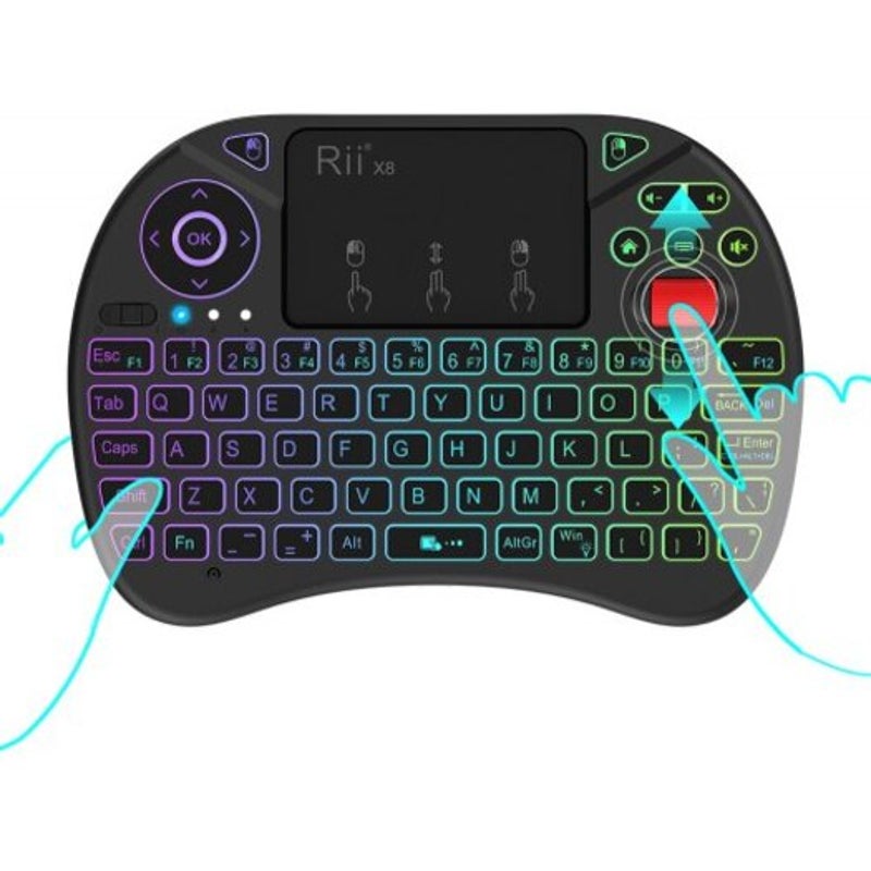 Rii X8 Led Backlit Wireless 2.4Ghz Keyboard With Touchpad Mouse Combo Black