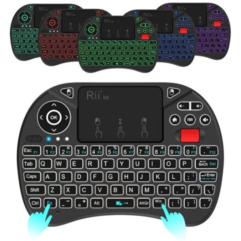 Rii X8 Led Backlit Wireless 2.4Ghz Keyboard With Touchpad Mouse Combo Black
