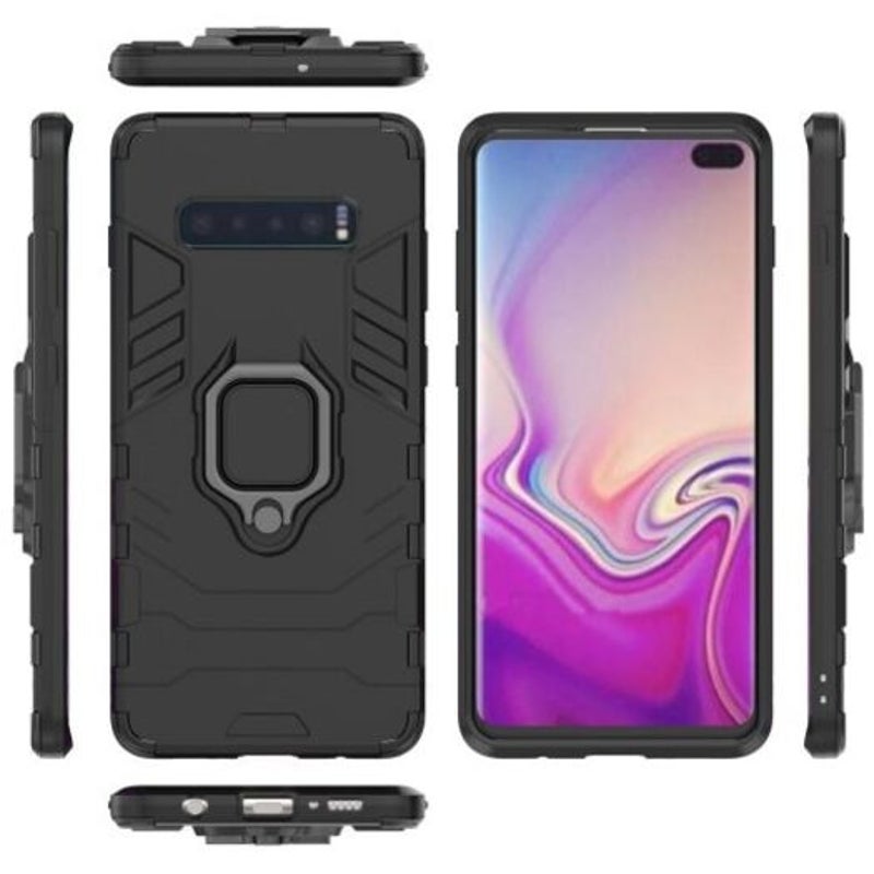 Ring Buckle Armour Case For Samsung Galaxy S10 Plus Black