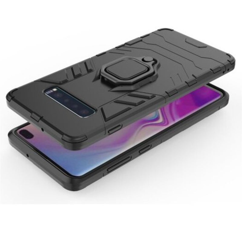 Ring Buckle Armour Case For Samsung Galaxy S10 Plus Black