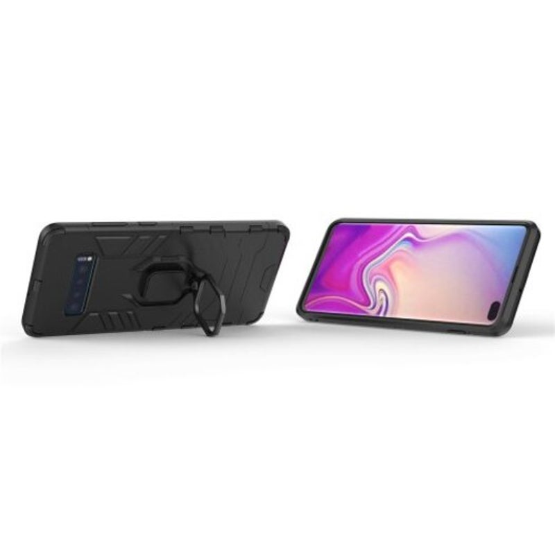 Ring Buckle Armour Case For Samsung Galaxy S10 Plus Black