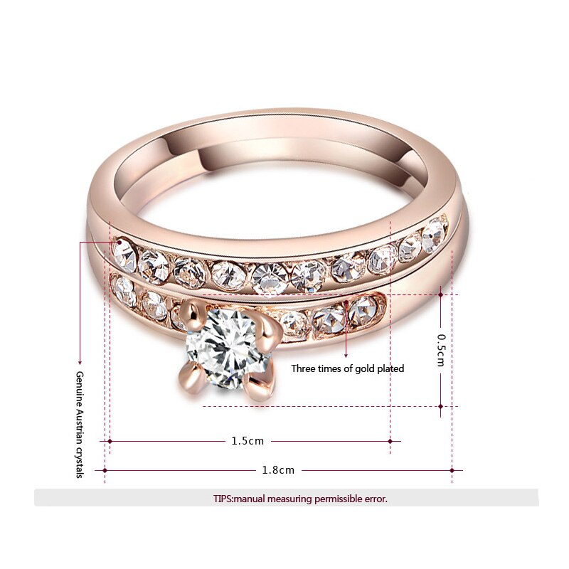 Veile Studios Gold Colour Two Ring Set Big Stone Zircon Crystal Statement Jewelry