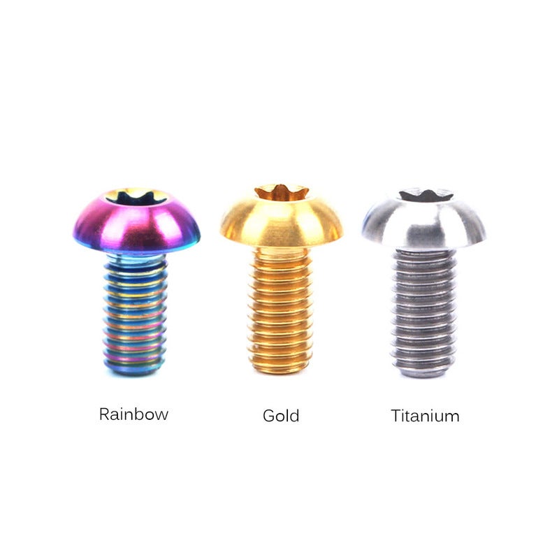 Risk 12Pcs M5u00d710mm Disc Disk Brake Rotor Bolts T25 Torx Titanium Mtb Bicycle Bike Water Cage Screw