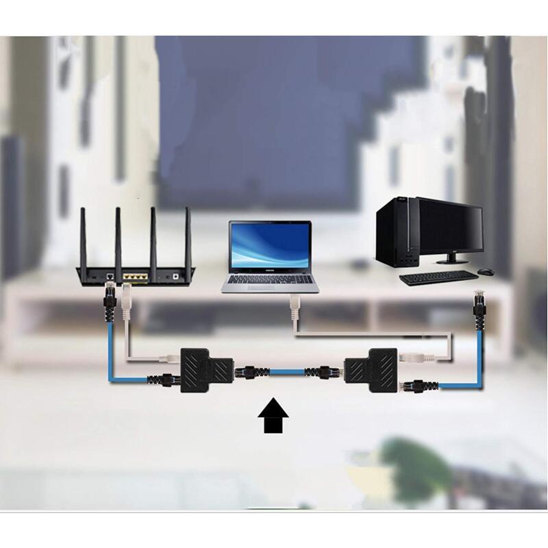 Network Cards Adapters Rj45 Ethernet Splitter 1 To 2 Extender Connector Female 8P8c Plug Lan Suitable For Cat5 Cat5e Cat