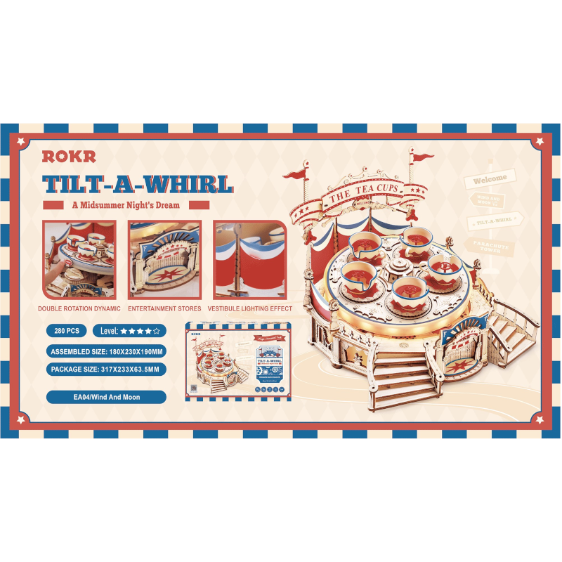 Rokr Tilt Whirl The Tea Cup Amusement Park Series Building Toy Birthday
