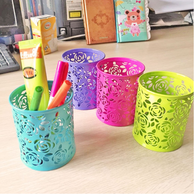 Rose Flower Shape Cylinder Container Organizer Pencil Holders
