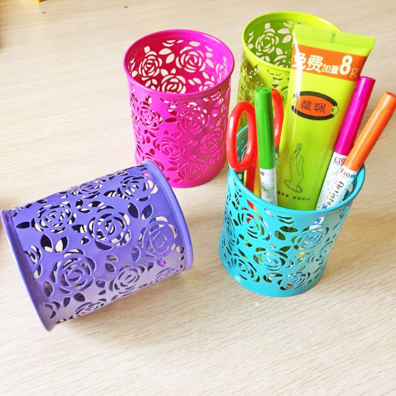 Rose Flower Shape Cylinder Container Organizer Pencil Holders