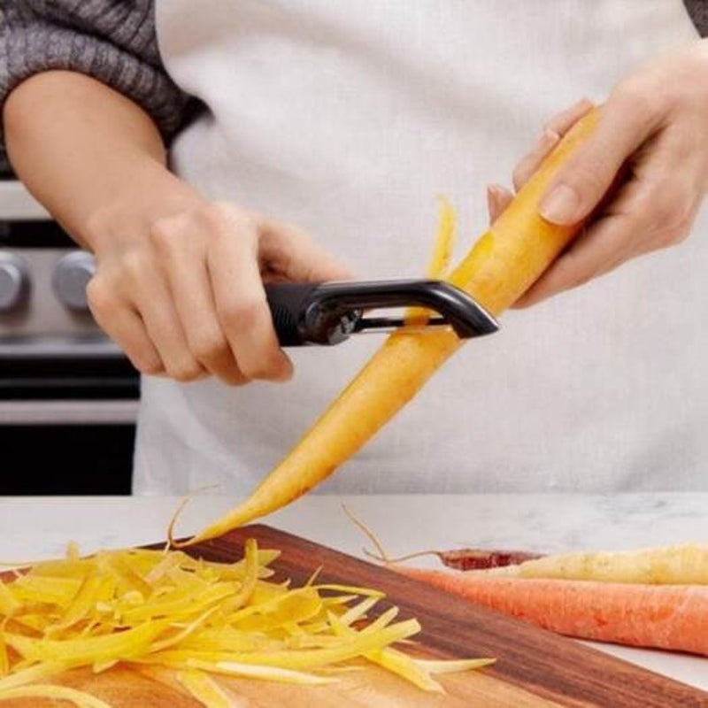 Rotating Peeler With Soft Anti Slip Oversized Handle Black