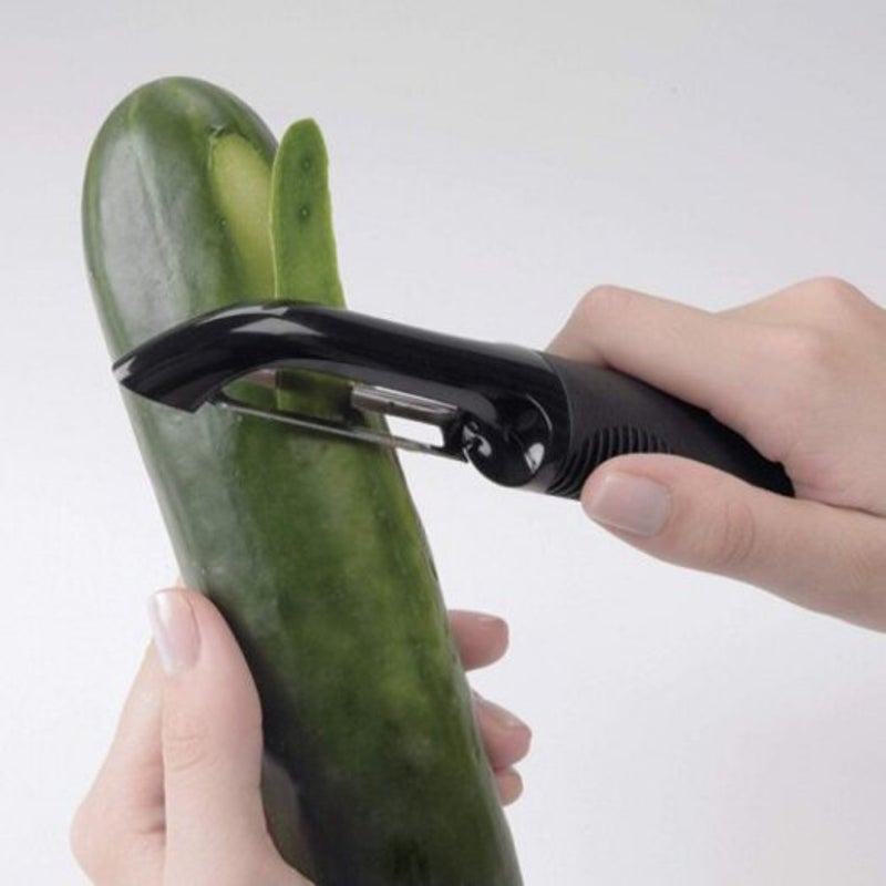 Rotating Peeler With Soft Anti Slip Oversized Handle Black
