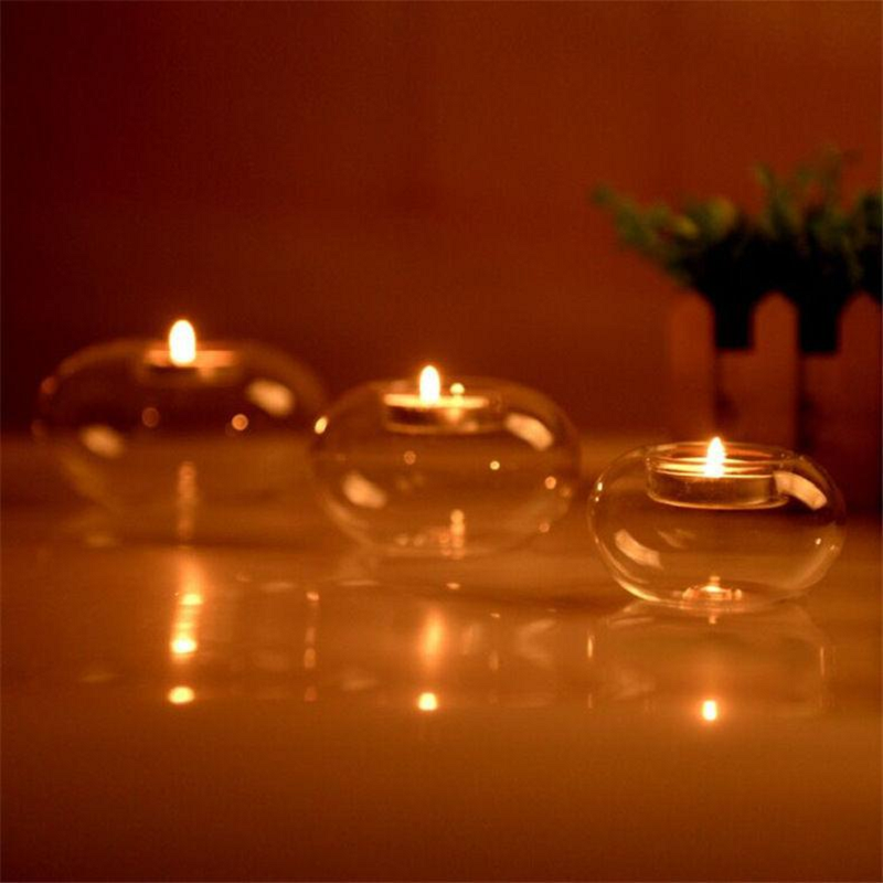 Round Glass Candle Holder For Tealight Candles Decor