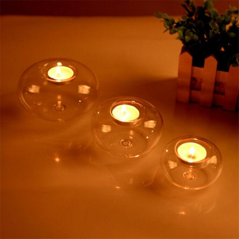 Round Glass Candle Holder For Tealight Candles Decor