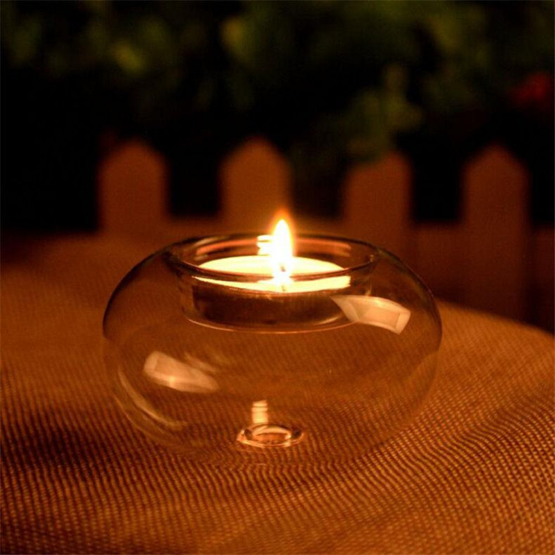 Round Glass Candle Holder For Tealight Candles Decor