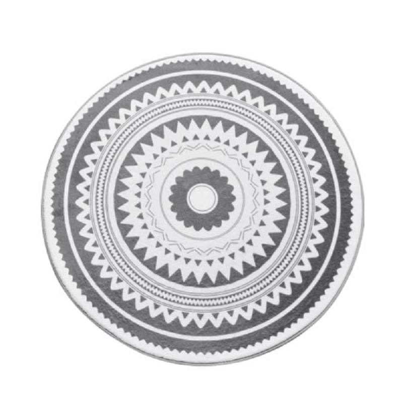 Round Modern Grey Pattern Polyester Rug Lounge Room Decor