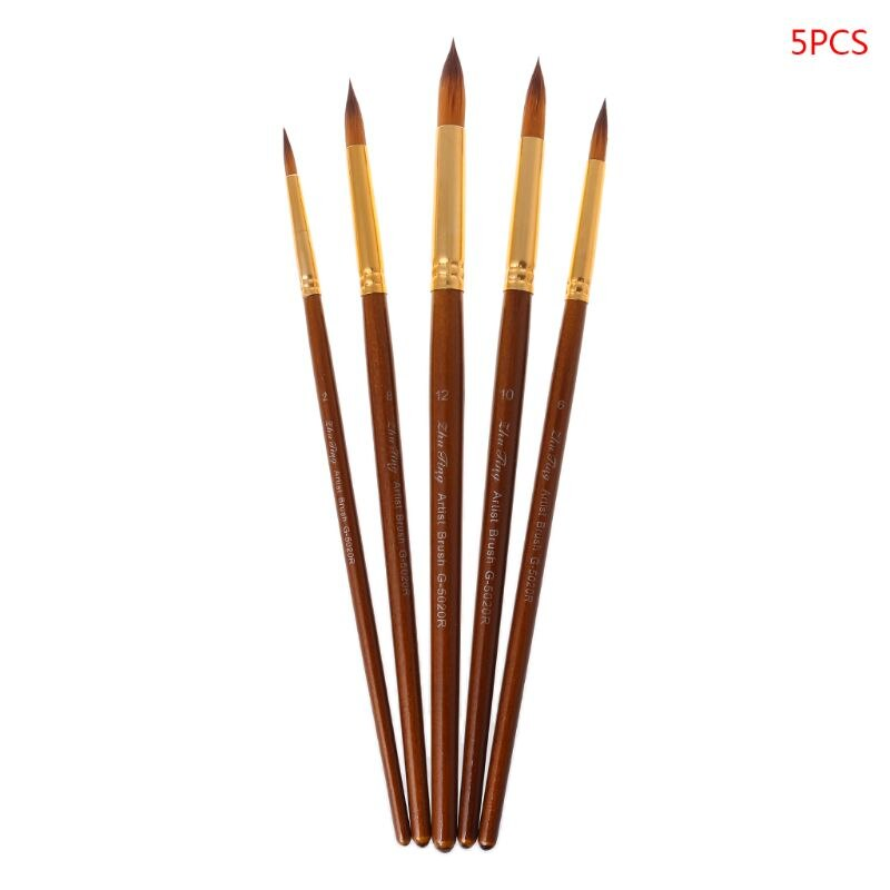 5Pcs Paint Brushes Round Nylon Hair Watercolor Paintbrushes Set