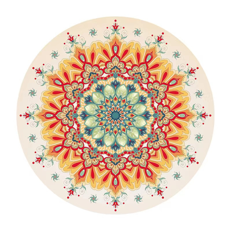 Round Yoga Mat Rubber Non-Slip Thick Wide Meditation Floor