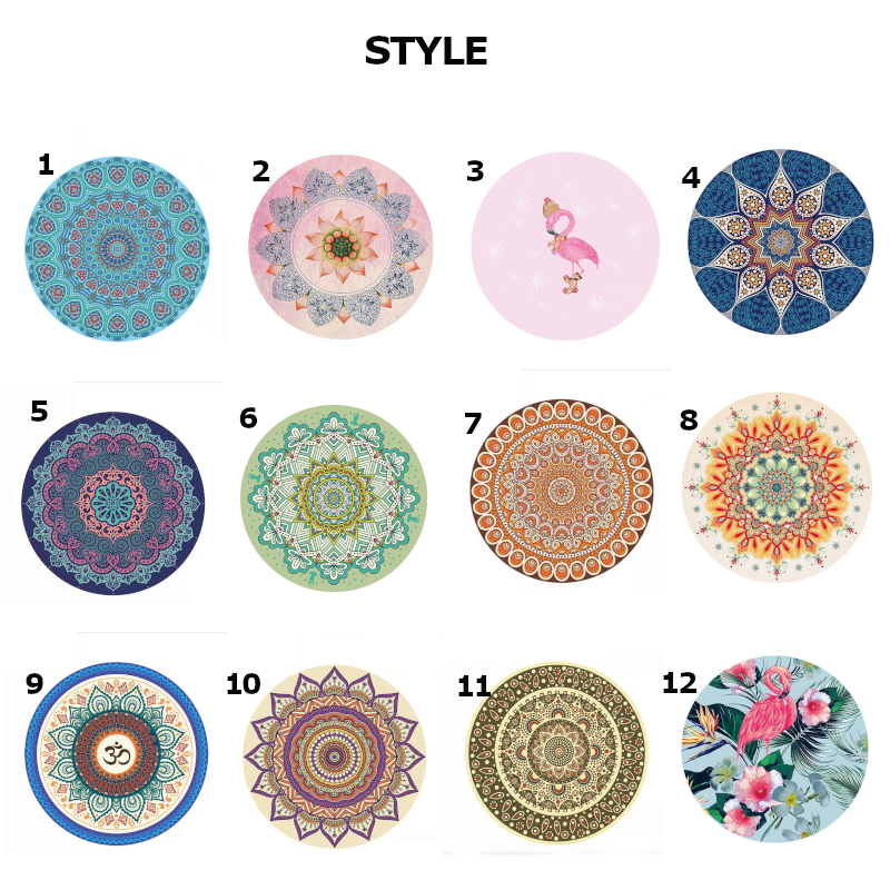 Round Yoga Mat Rubber Non-Slip Thick Wide Meditation Floor