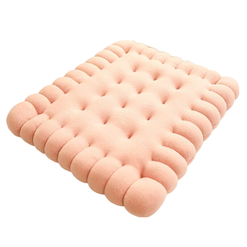 Plush Pink Square Biscuit Shape Stuffed Pillow Cushion For Decor