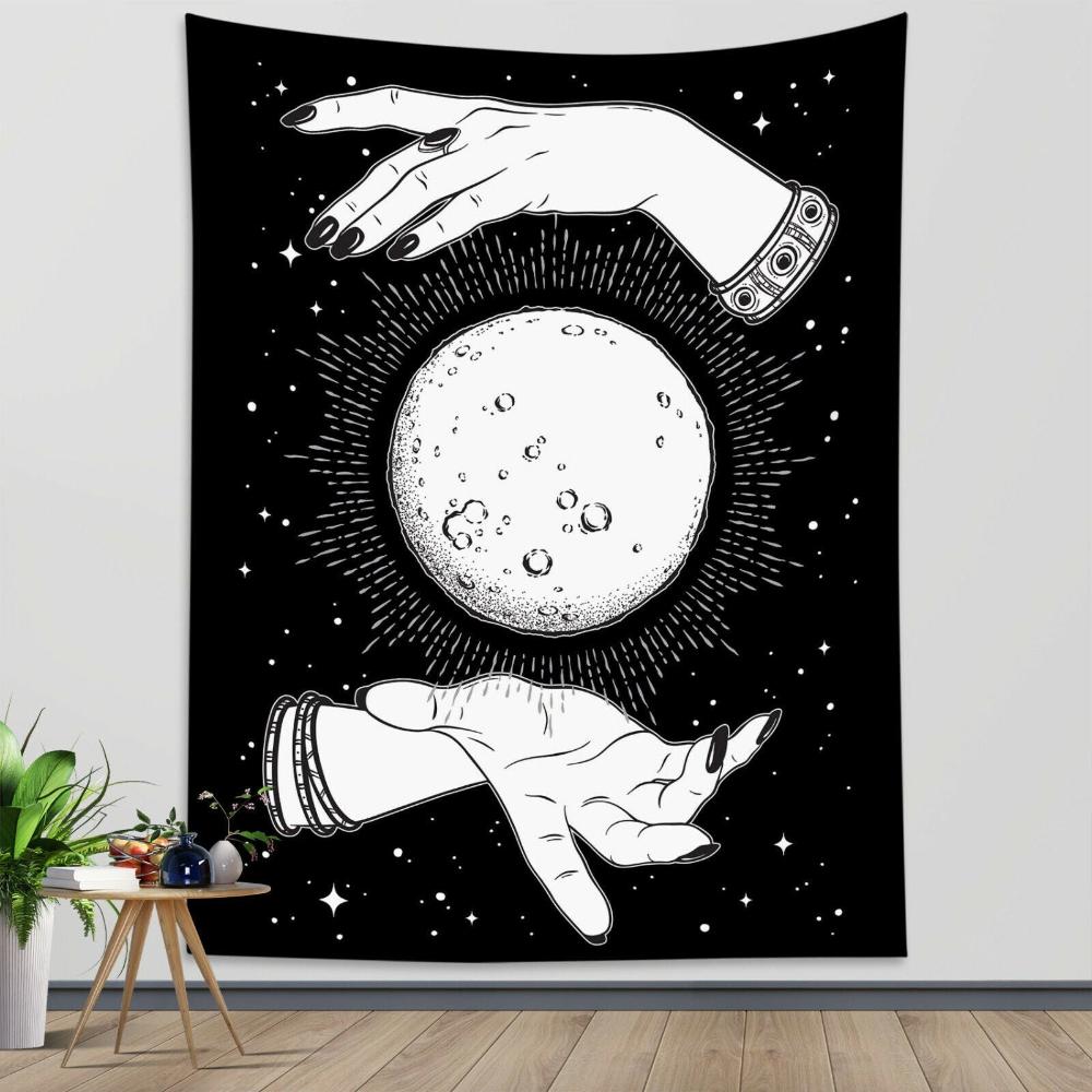 Tapestry Black Hand 95X70 Cm Tarot Card Psychedelic Scene Art For Decor