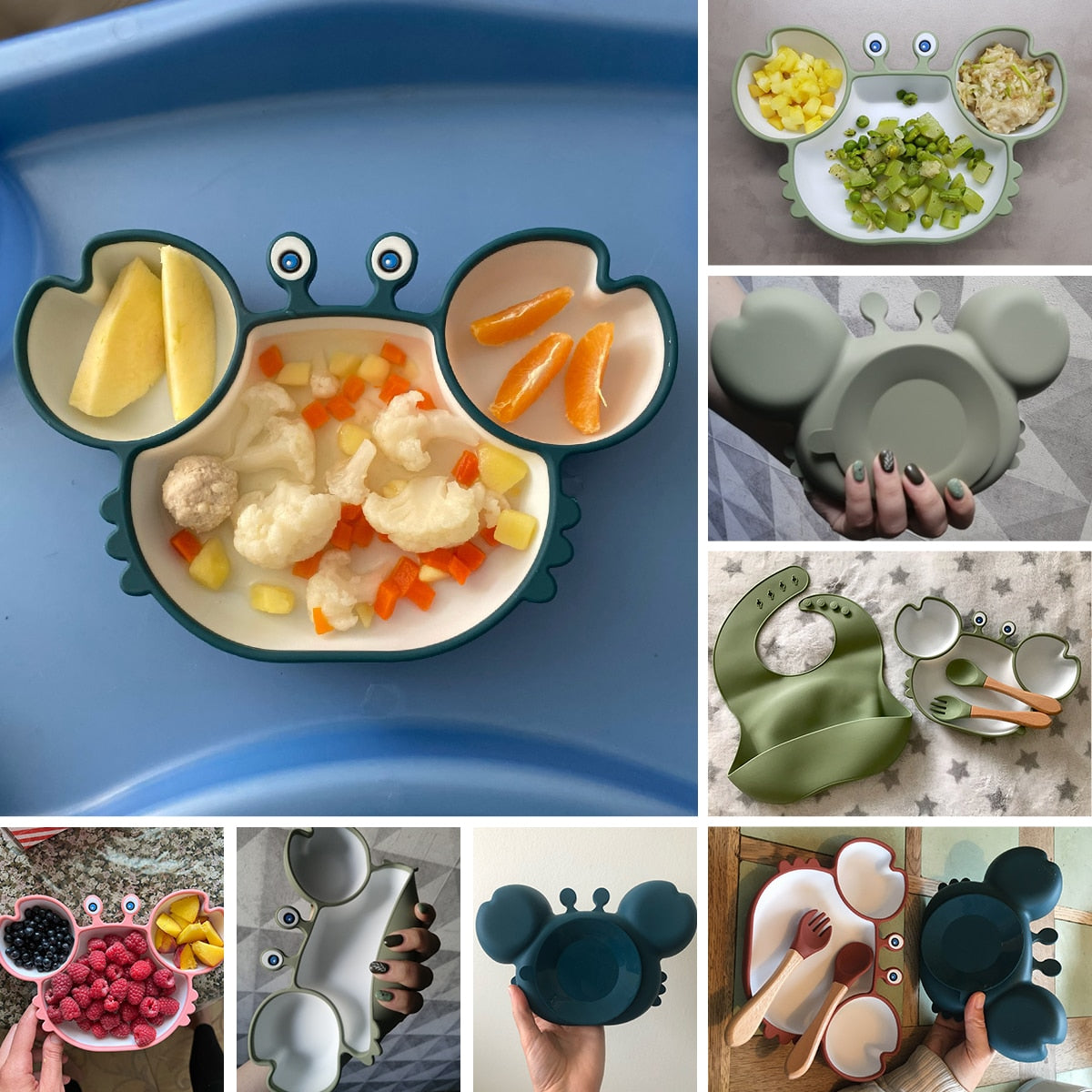 Non-Slip Suction Silicone Baby Bowls Plates Bento Tableware