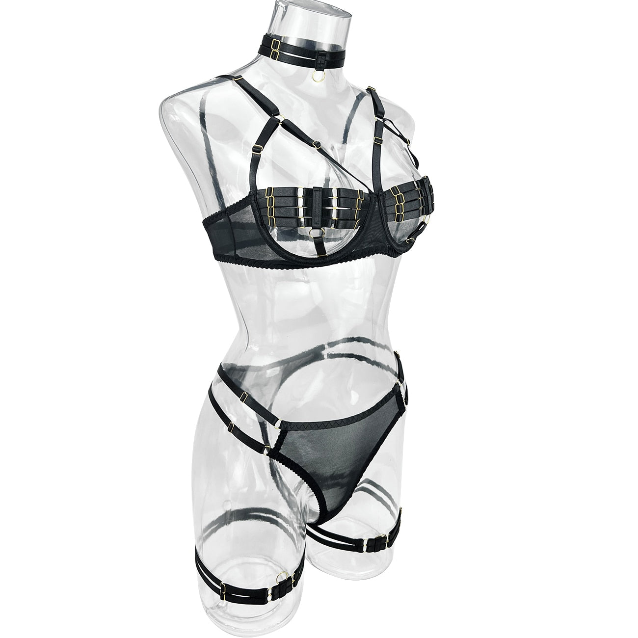 Colourful Sexy Open Bra Bondage Fetish Lingerie Set