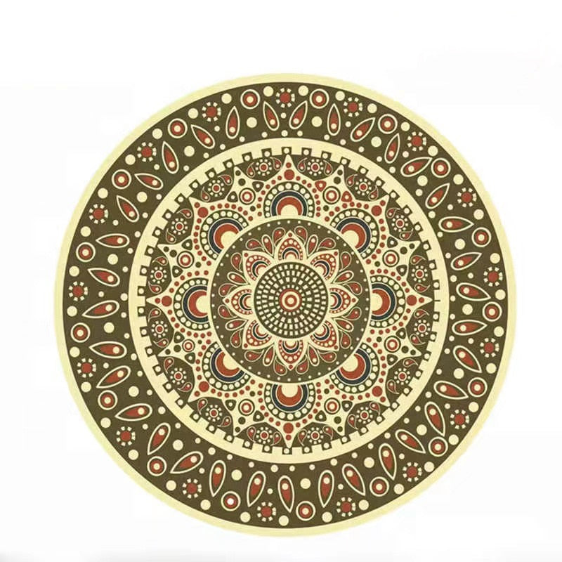 Round Yoga Mat Rubber Non-Slip Thick Wide Meditation Floor