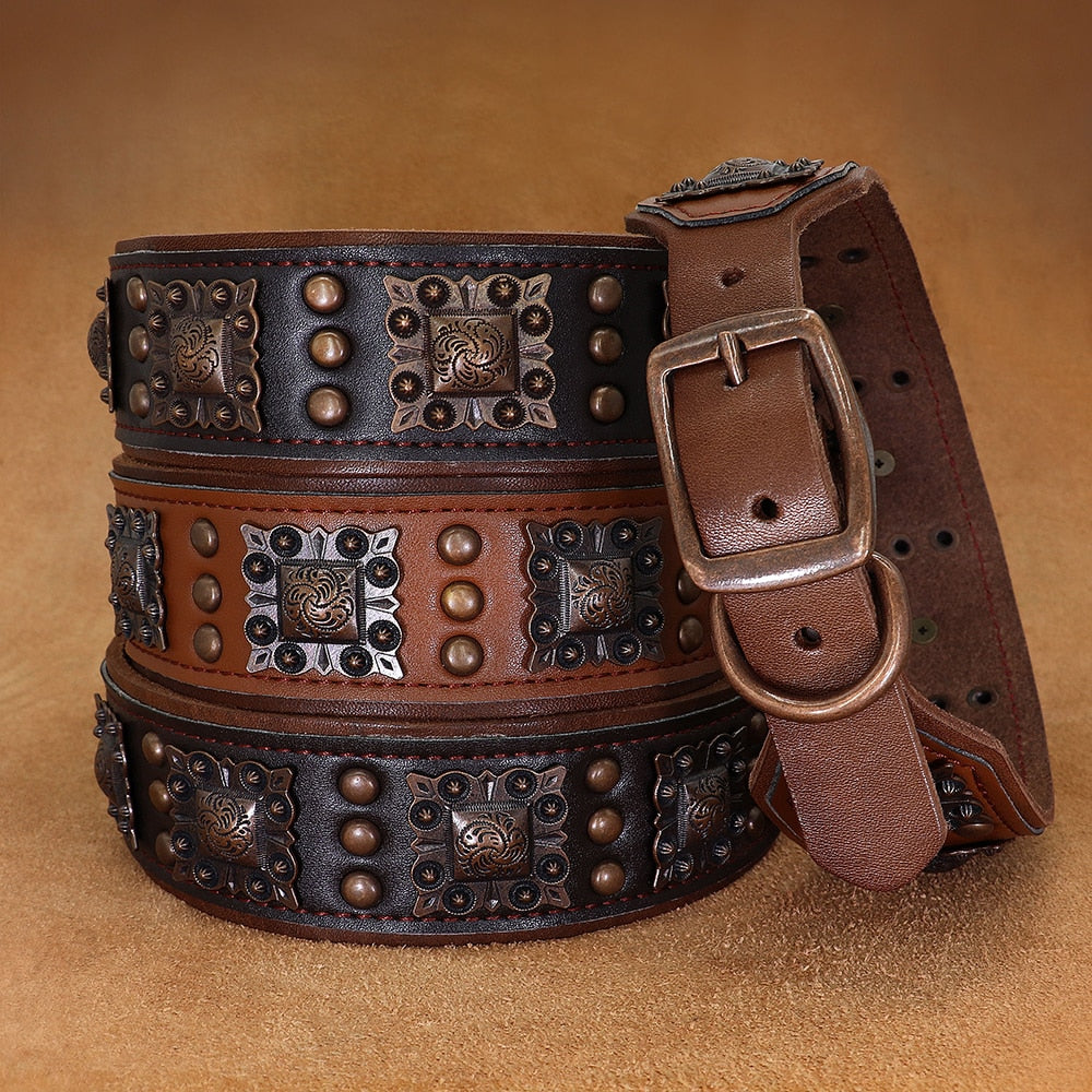 Stylish Rivets Leather Large Dog Collars