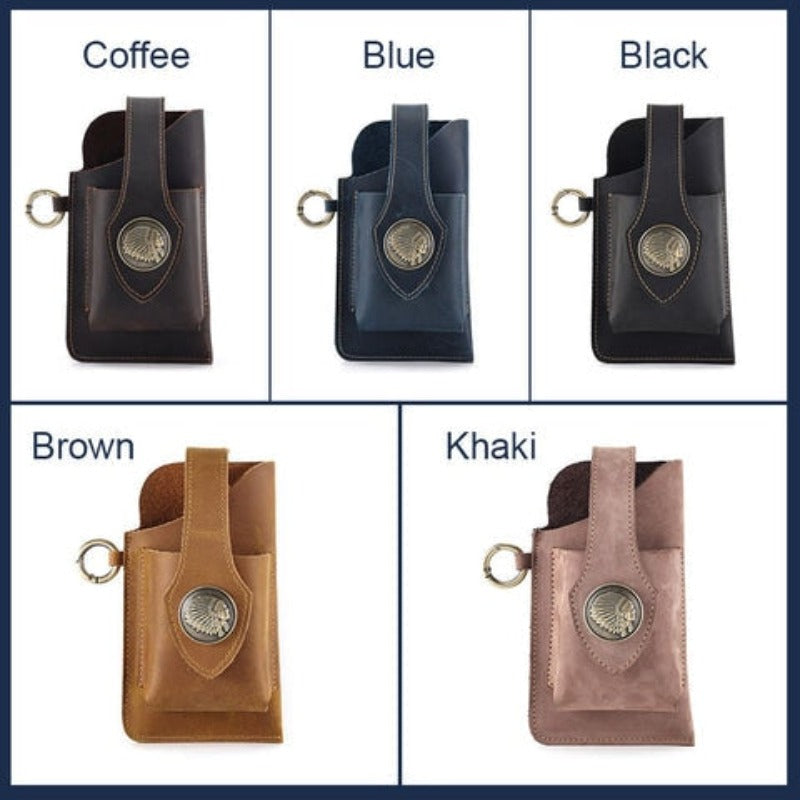 Multifunctional Leather Waist Belt Bag Phone Holder Men