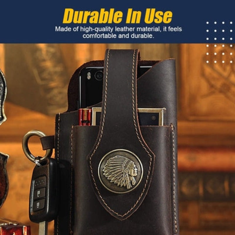 Multifunctional Leather Waist Belt Bag Phone Holder Men