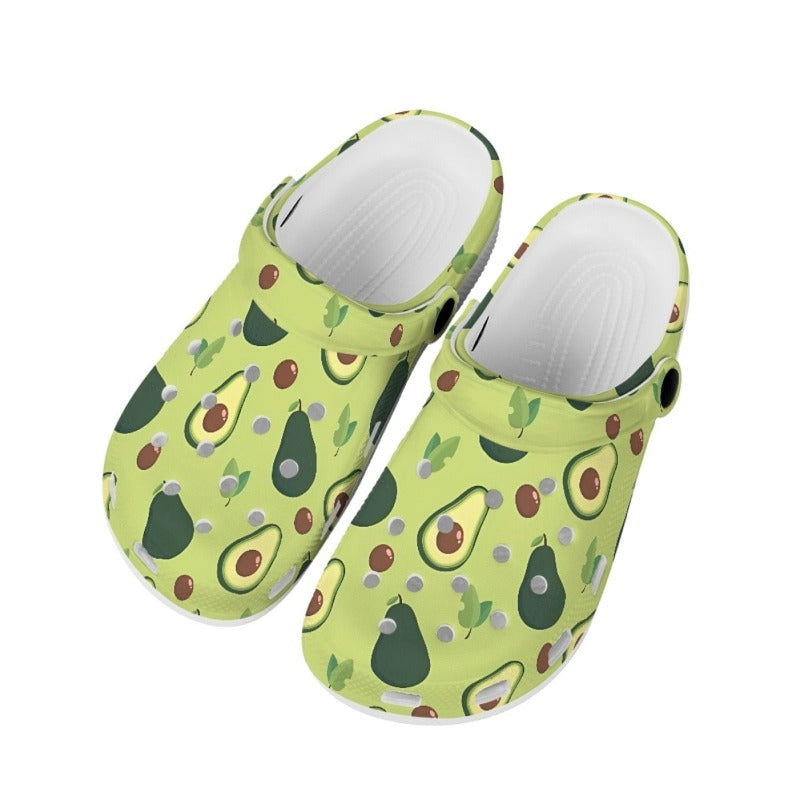 Avocado Printed Pattern Comfortable Non Slip Unisex Rubber On Clog Shoes
