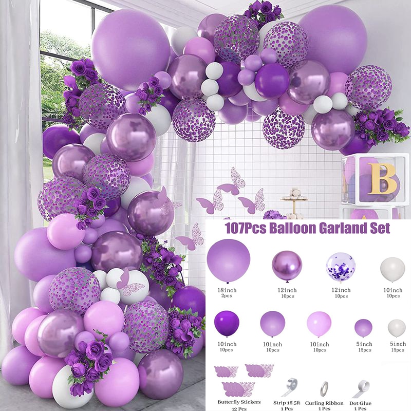 Butterfly Balloons Garland Arch Kit Purple Birthday Party Wedding Decor