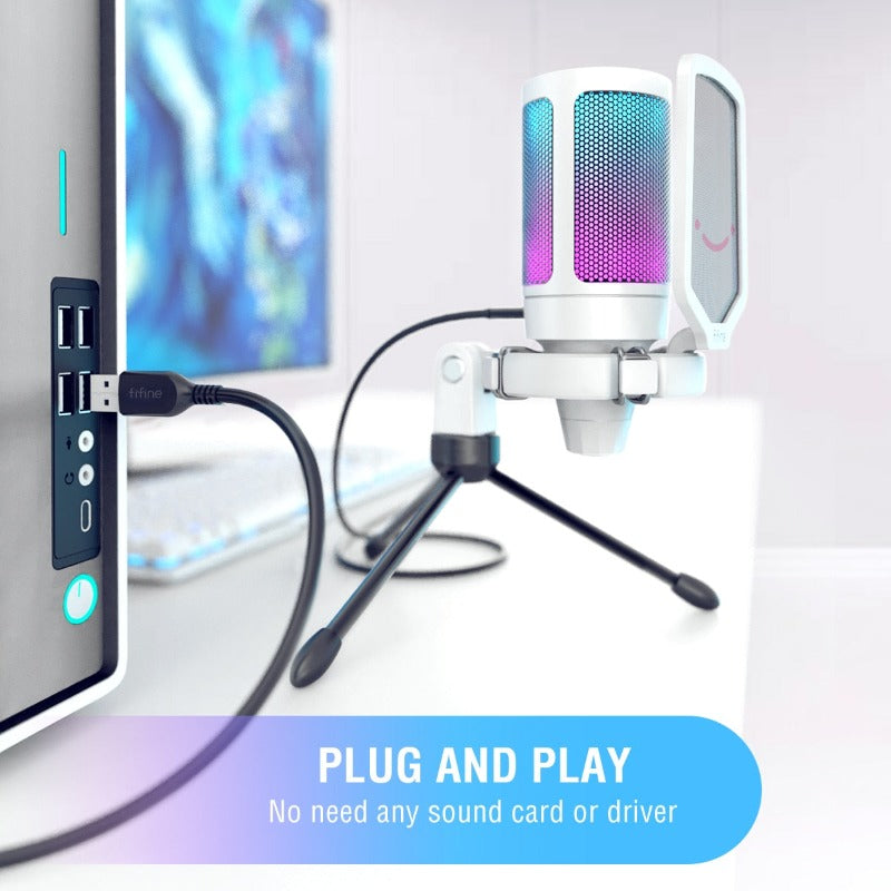 Usb Microphone Pc Gaming Podcast Recording Desktop Laptop Streaming