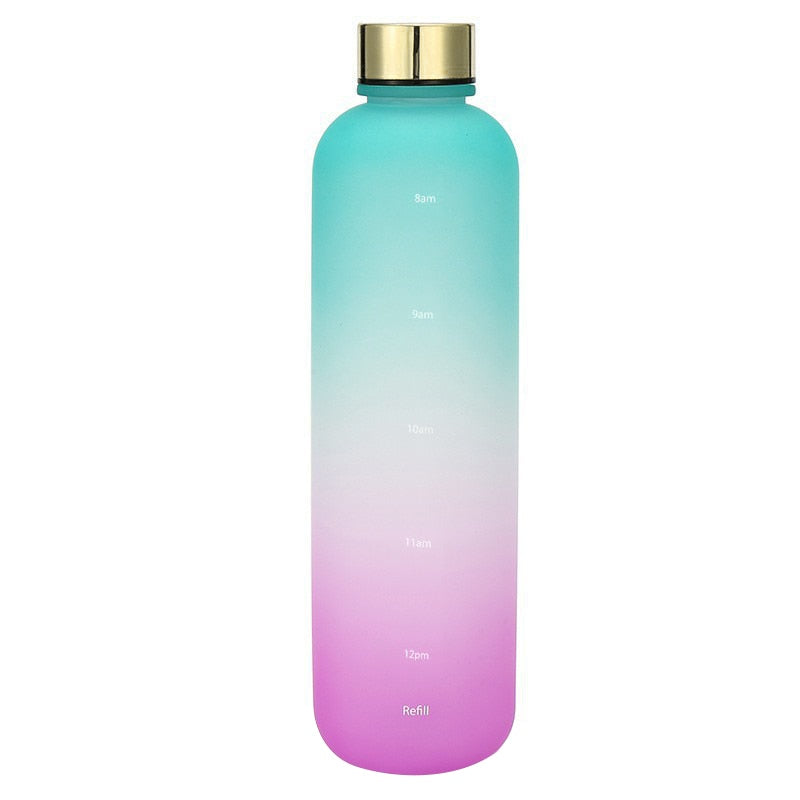 1L Water Bottle Time Marker Bpa Free Frosted Drinkbottles